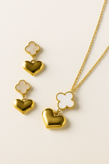 Clover Heart Necklace Set