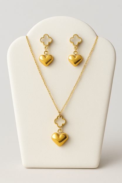 Clover Heart Necklace Set