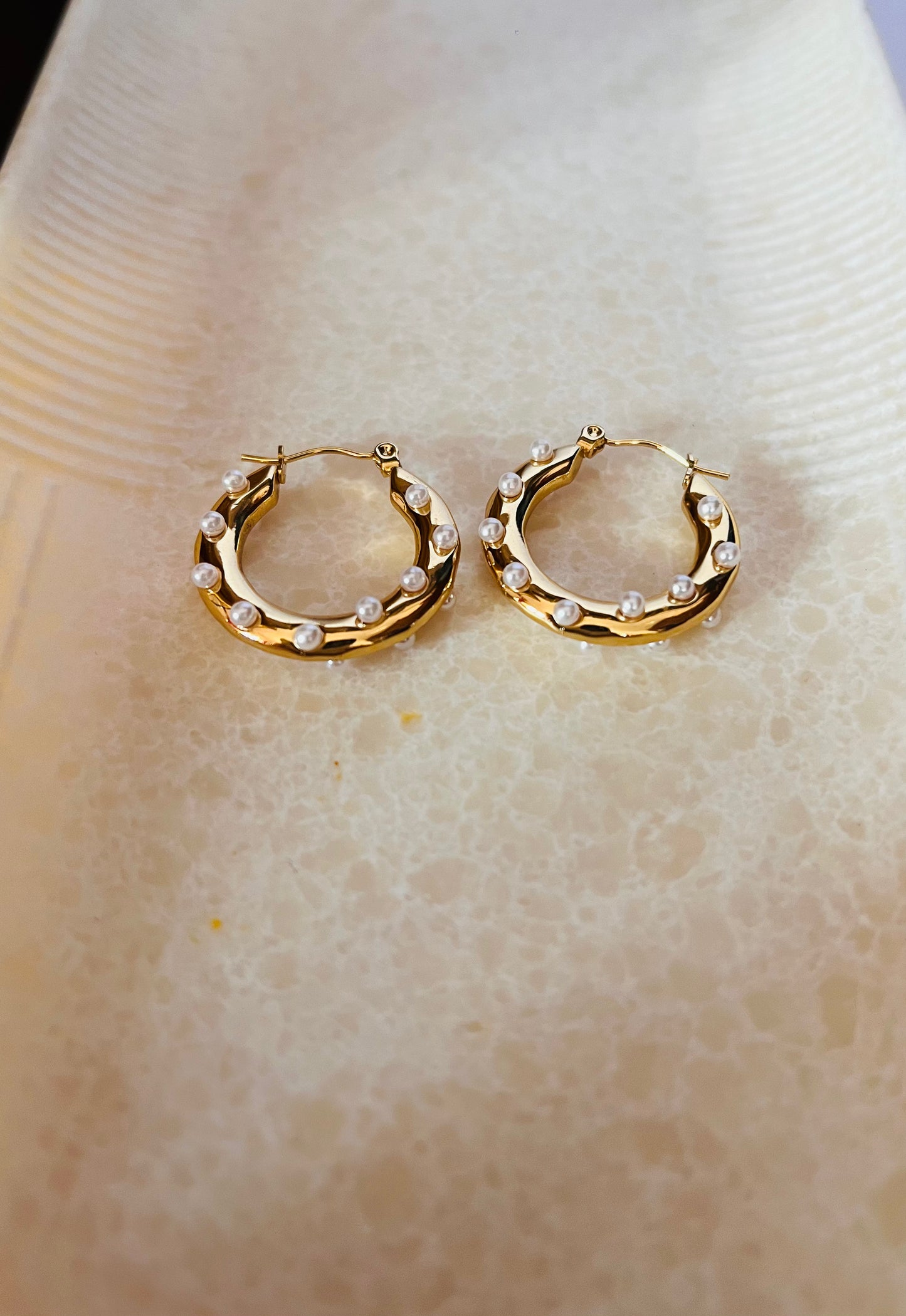 Polka Pearl Hoop Earrings