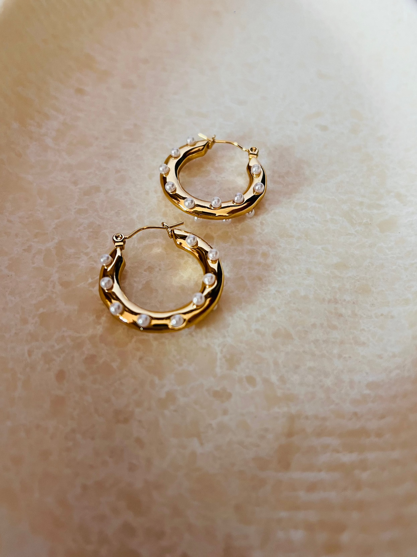 Polka Pearl Hoop Earrings