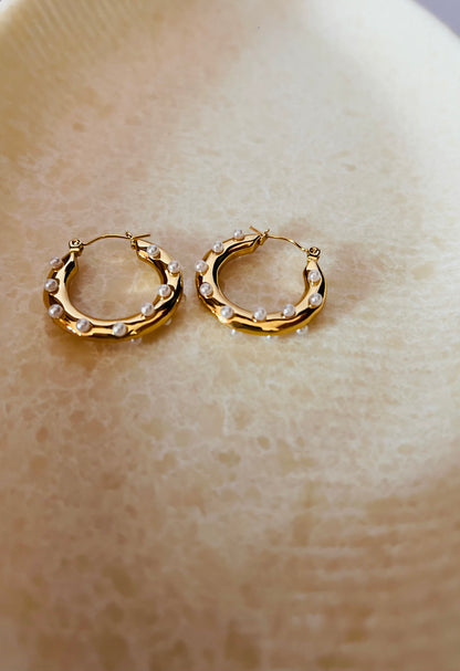 Polka Pearl Hoop Earrings