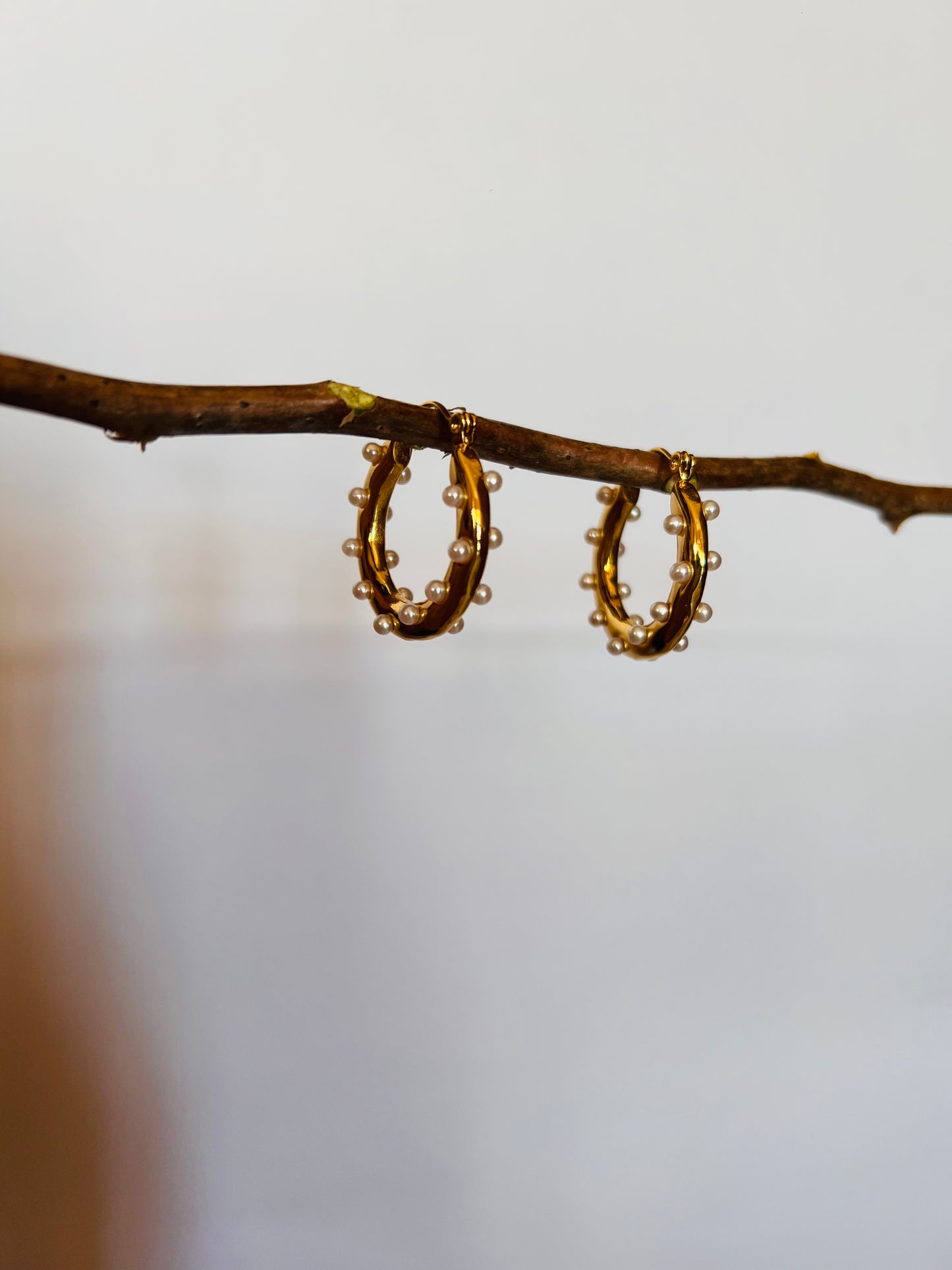 Polka Pearl Hoop Earrings