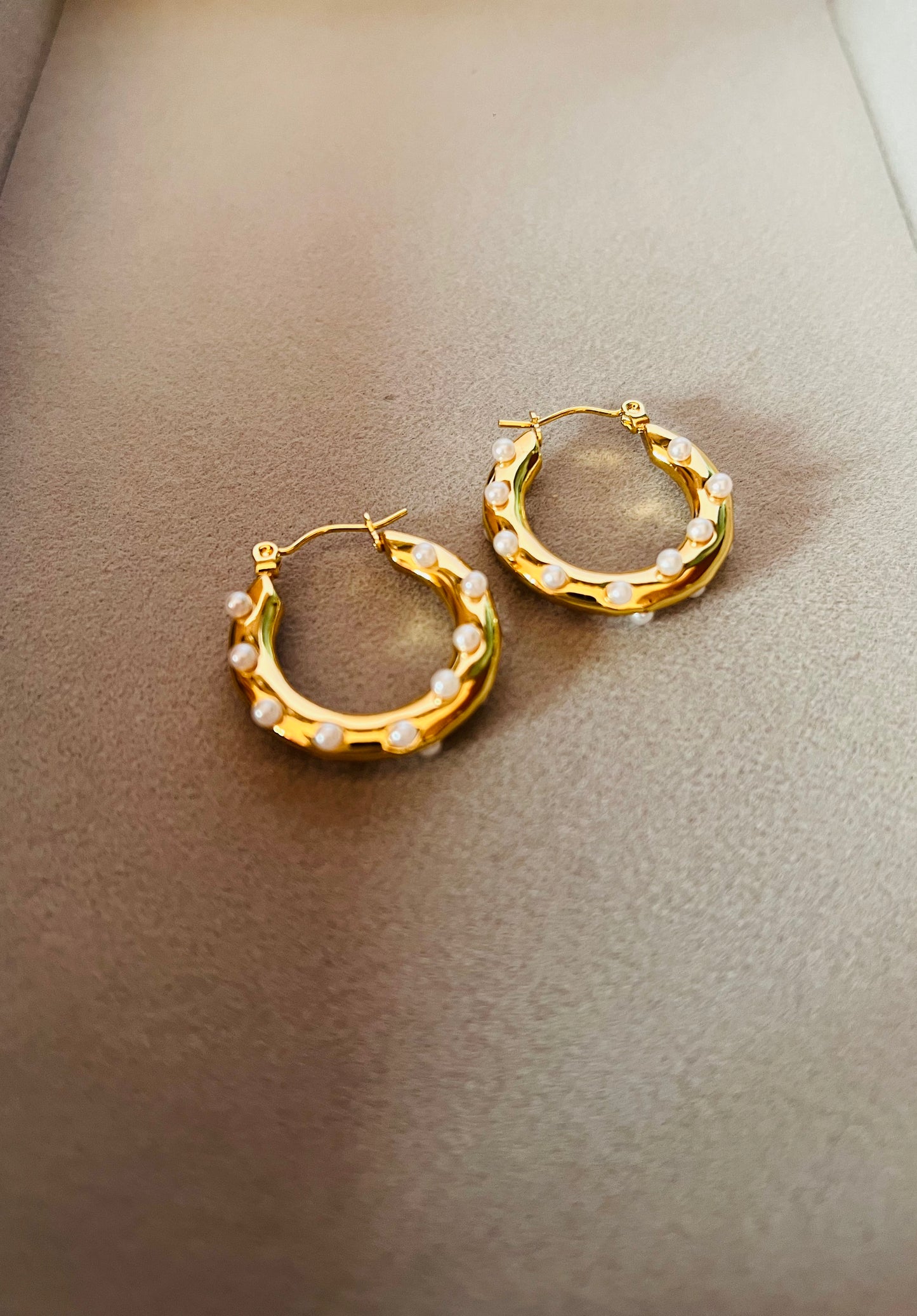 Polka Pearl Hoop Earrings