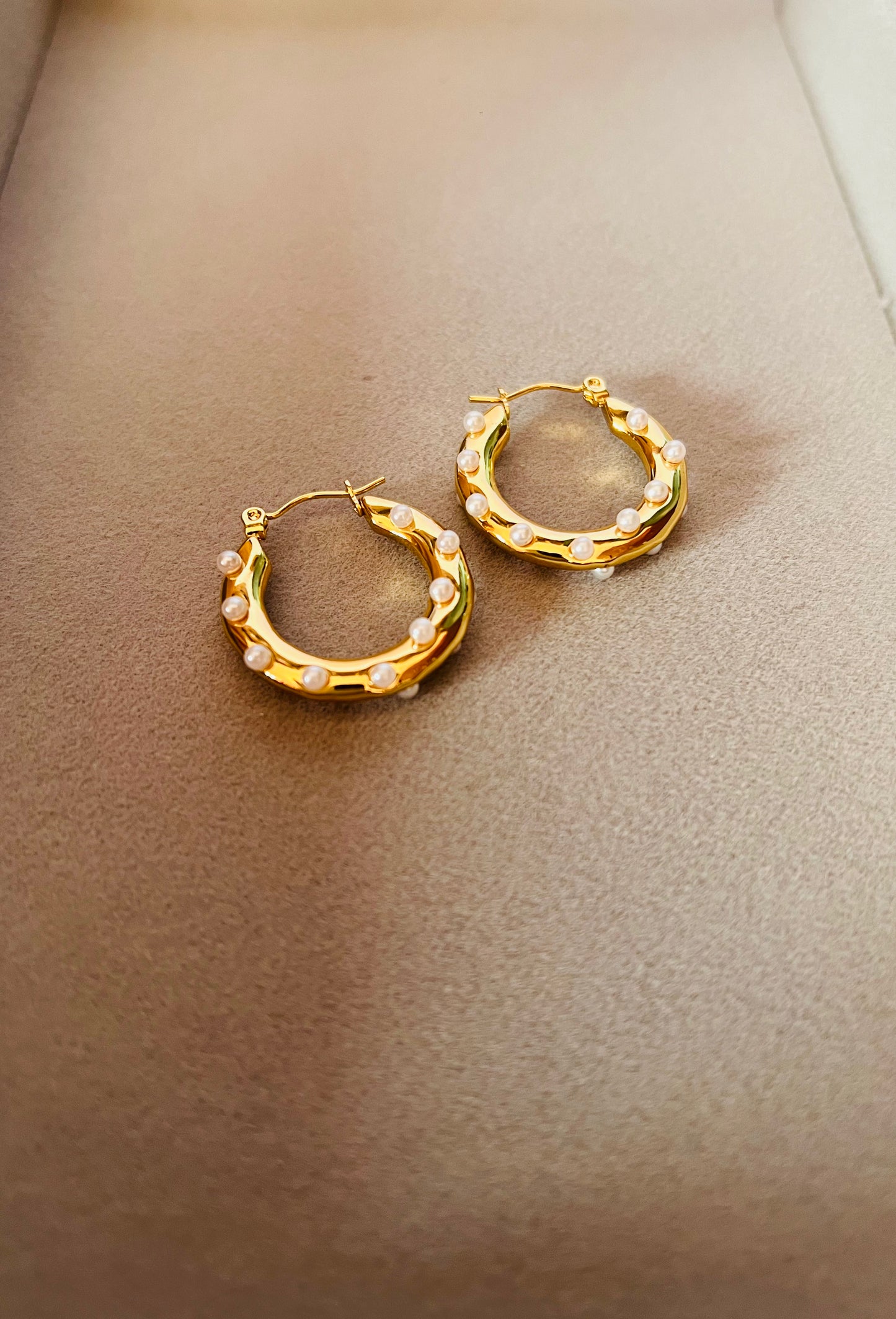 Polka Pearl Hoop Earrings