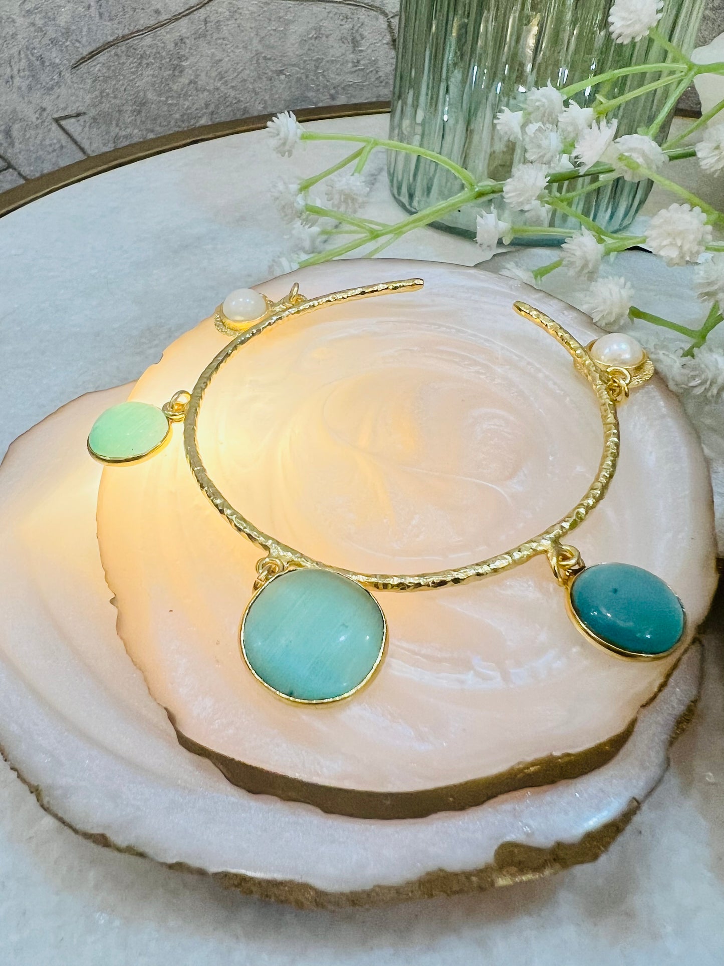 Regal Bracelet With Aqua Stone