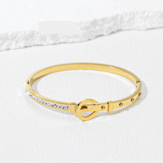 Buckle Style Gold Bangle Bracelet